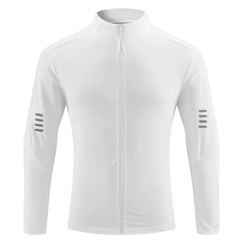 2025 Thin Spring/Summer Reflective Fitness Wear - Quick-Drying, Breathable, Zip-Up Outdoor Cycling/Running/Training Jacket