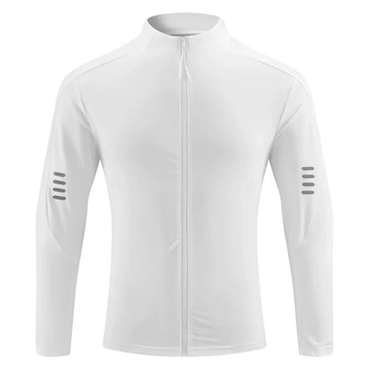 2025 Thin Spring/Summer Reflective Fitness Wear - Quick-Drying, Breathable, Zip-Up Outdoor Cycling/Running/Training Jacket