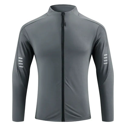 2025 Thin Spring/Summer Reflective Fitness Wear - Quick-Drying, Breathable, Zip-Up Outdoor Cycling/Running/Training Jacket