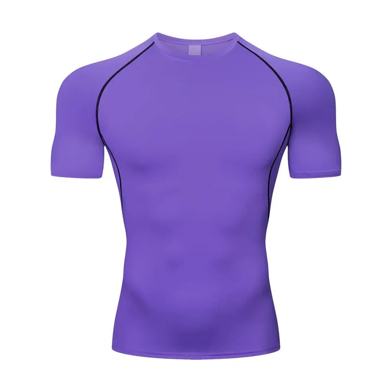 Cross-Border PRO Men's Tight Quick-Drying Shirts - Breathable, Short-Sleeve Fitness Wear, Outdoor Running Milk Silk Round Neck
