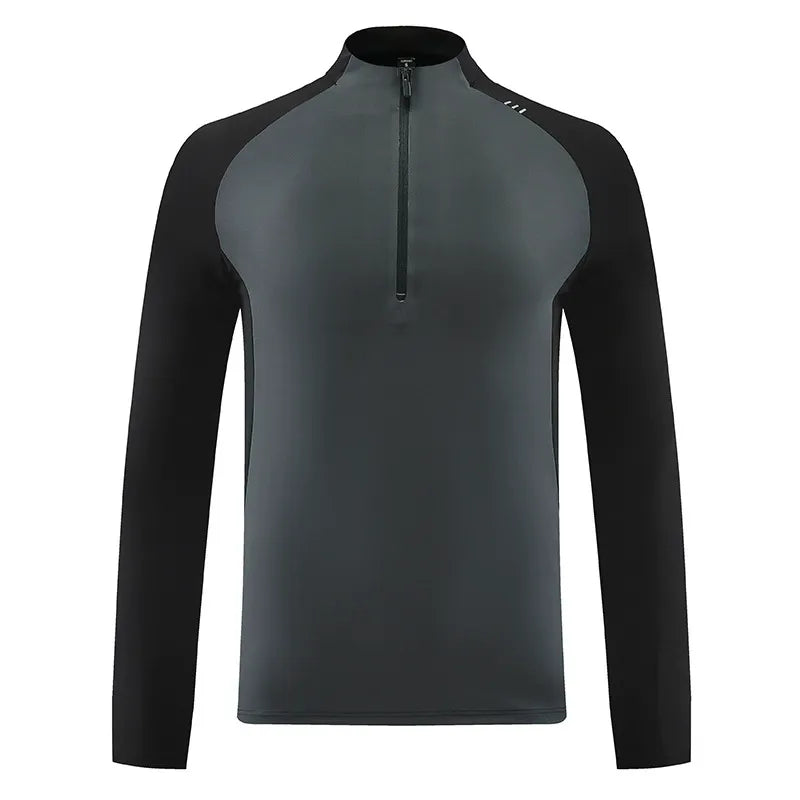 2025 New Outdoor Sports T-Shirt for Men - Standing Collar, Running Quick-Dry, Mountaineering/Hiking Casual Layering