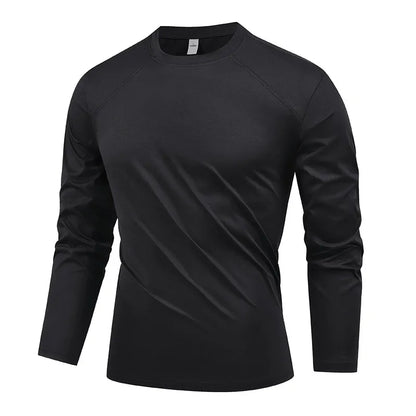Outdoor Sunscreen Moisture-Wicking Round Collar Long-Sleeve T-Shirt for Men - 2025 Spring/Summer Running/Sports Fitness Top