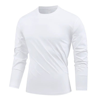 Outdoor Sunscreen Moisture-Wicking Round Collar Long-Sleeve T-Shirt for Men - 2025 Spring/Summer Running/Sports Fitness Top