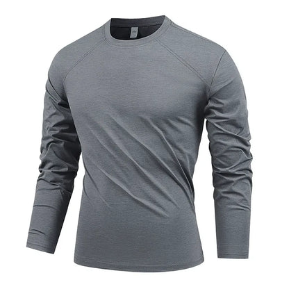 Outdoor Sunscreen Moisture-Wicking Round Collar Long-Sleeve T-Shirt for Men - 2025 Spring/Summer Running/Sports Fitness Top