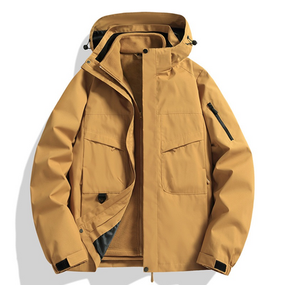 Autumn and Winter Outdoor Windproof and Waterproof Insulated Detachable 3-in-1 Climbing Ski Jacket Trendy