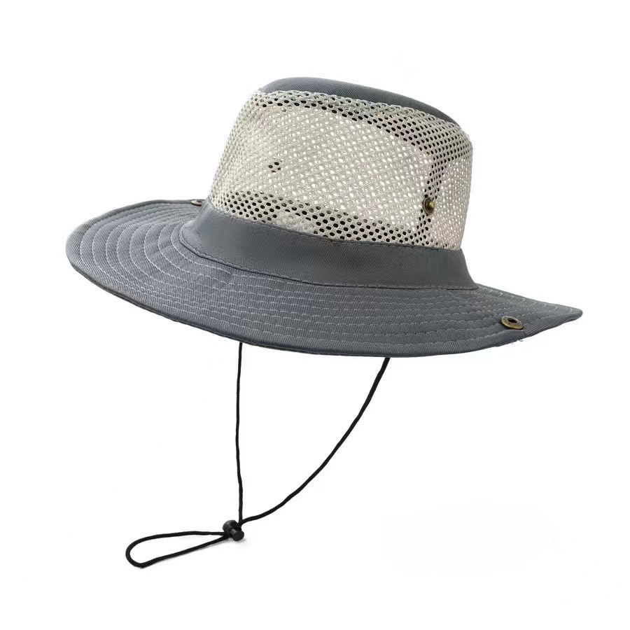 Solid Color Fisherman's Hat Summer Mesh Quick-Dry UV Protection Bucket Hat Flat Top Breathable Hat Men's and Women's Fishing Hat