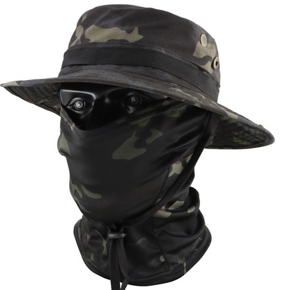 Camouflage Tactical Bucket Hat Set Multi-Function Outdoor Fishing Hat Fisherman's Hat UV Protection Breathable Round-Edged Hat Men