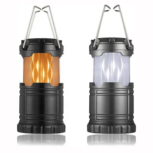 Dry Battery Plastic Handheld Kerosene Lamp - Outdoor Stretch Switch LED Camping Light, Emergency Night Market Carpet Flame Lamp