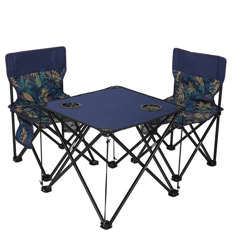 Outdoor Folding Table and Chair Set - Oxford Cloth Backrest, Portable Storage Lightweight Camping Sketching Folding Table