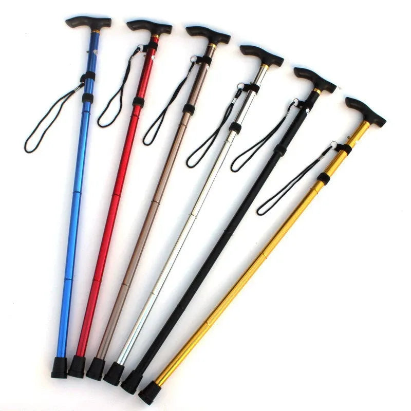 Aluminum Alloy Mountain Climbing Stick - Telescopic Folding Trekking Stick, Non-Slip Stick, Senior Reinforced Adjustable 5-Section Crutch