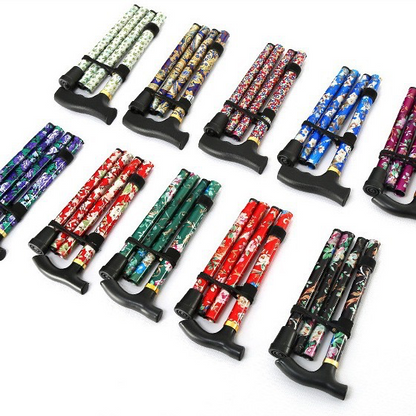 Aluminum Alloy Trekking Pole - Folding Telescopic Lightweight 5-Section Stick, Cross-Country Hiking Outdoor Stick, Portable Senior Stick