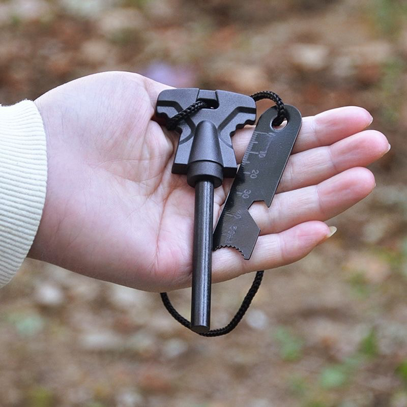 Portable Outdoor Flint - Camping Equipment, Wilderness Survival Tool, Magnesium Stick Fire Starter Wooden Handle