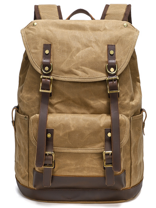 Vintage oil wax Canvas Backpack outdoor waterproof large capacity mountaineering multi-functional Backpack