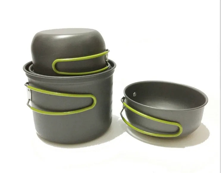 Outdoor Cookset Portable Camping Pot Picnic Barbecue Cookware Set 2-3 Person Outdoor Cooking Utensil Set 201