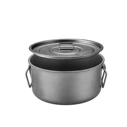 Pure Titanium Outdoor Cookset Frying Pan Camping Cooking Utensil Set Foldable Lightweight Portable Soup Pot Cooking Set
