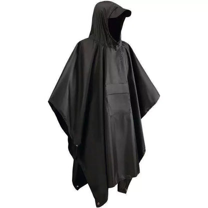 3-in-1 Multi-Functional Poncho Raincoat Cycling Outdoor Hiking Waterproof Poncho Breathable Adult Tactical Rain Cape