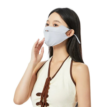 New ice silk sunscreen mask for women in summer, breathable sunshade, same style face protection and UV protection mask